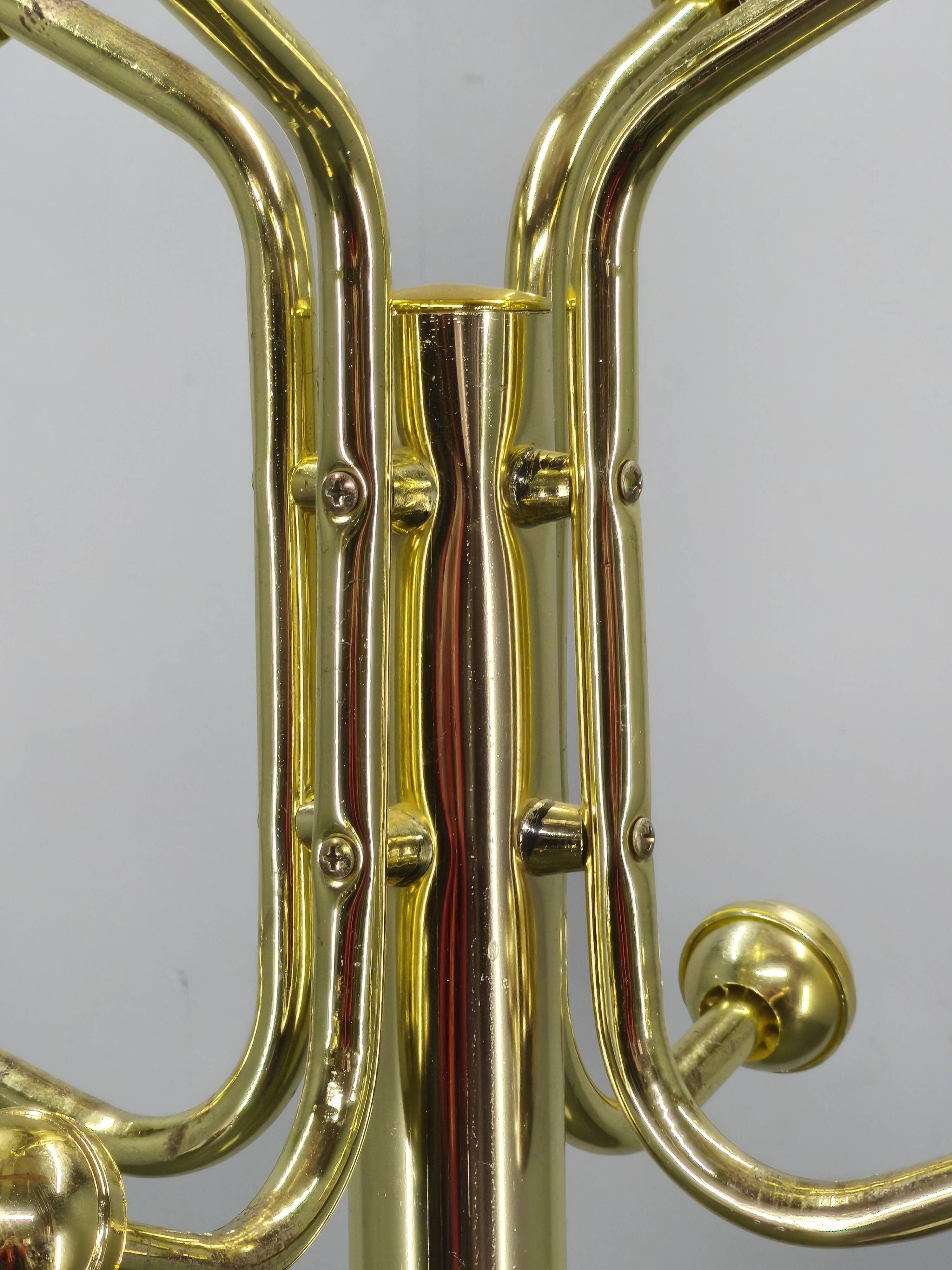 Italian Brass-Plated Coat Rack with Marble Base, 1970s