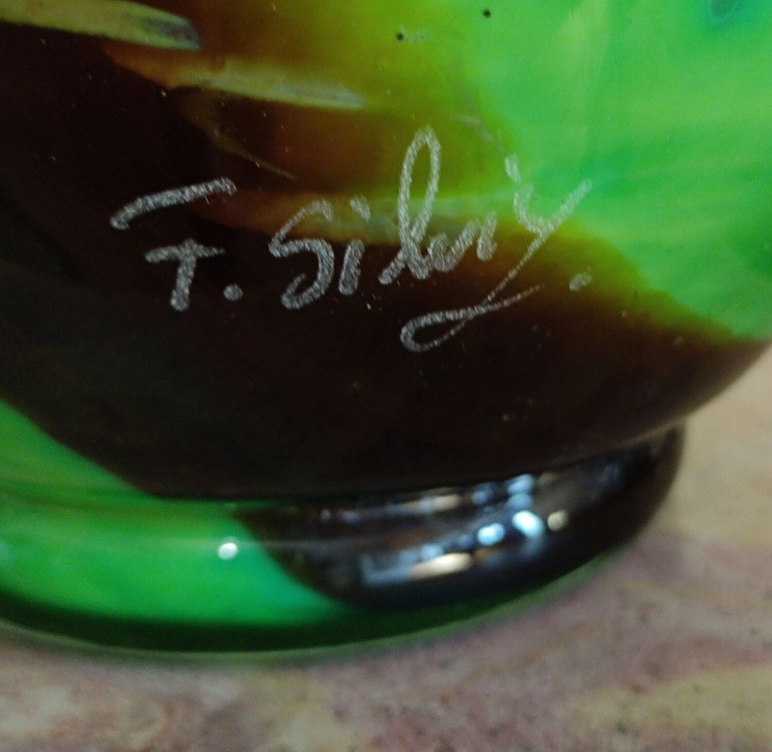 Old glass lamp Murano Italy signed F.Silviy