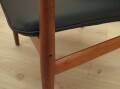 Lounge chair by Grete Jalk, solid teak frame, black leather upholstery, Denmark, 1970s