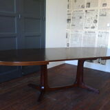 Vintage oval dining table with extensions for Baumann - 1960