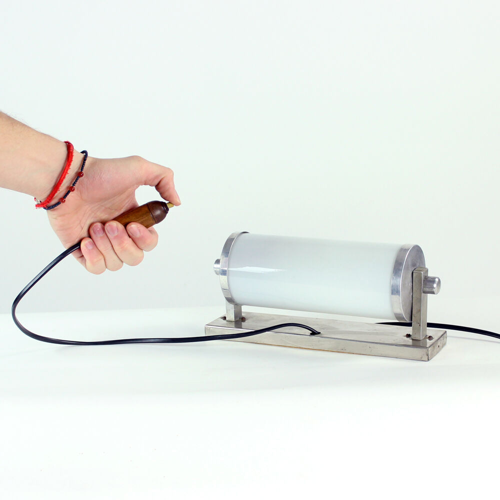 Vintage aluminium wall or table light with original switch, czechoslovakia 1920s