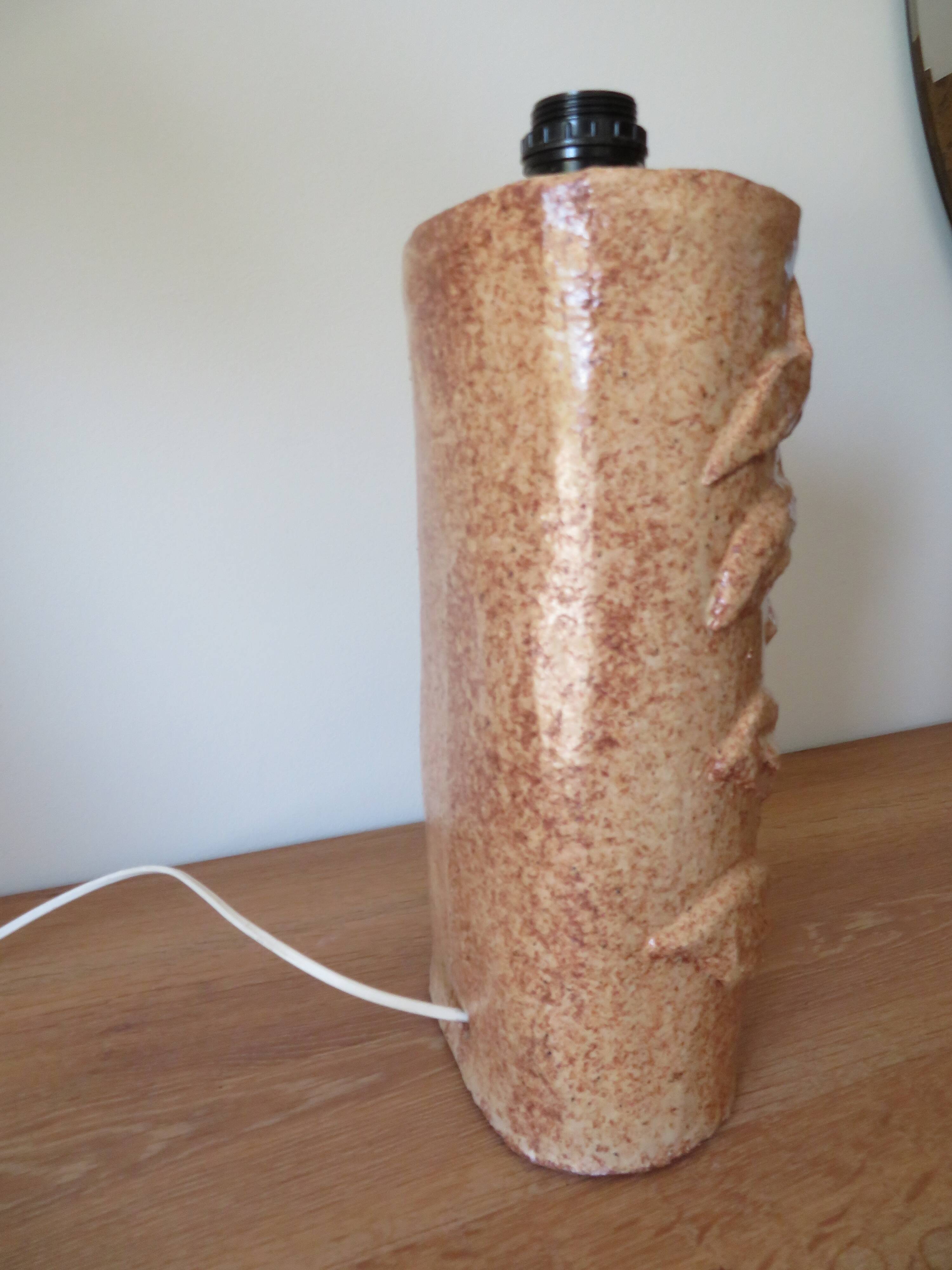 Large vintage glazed terracotta lamp base