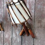 Pair of vintage rattan and bamboo wall lights