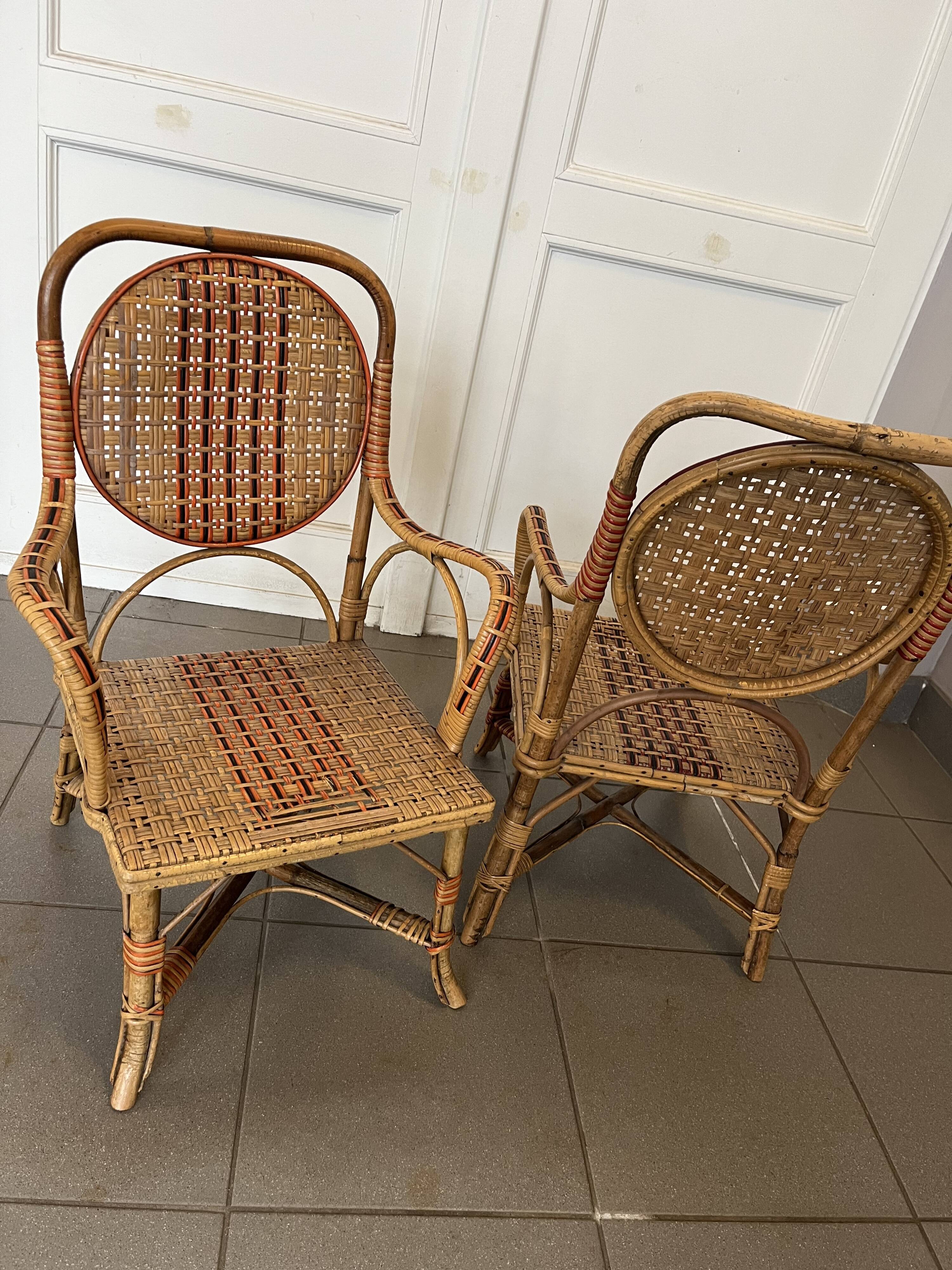 Rattan armchairs for children bistro style