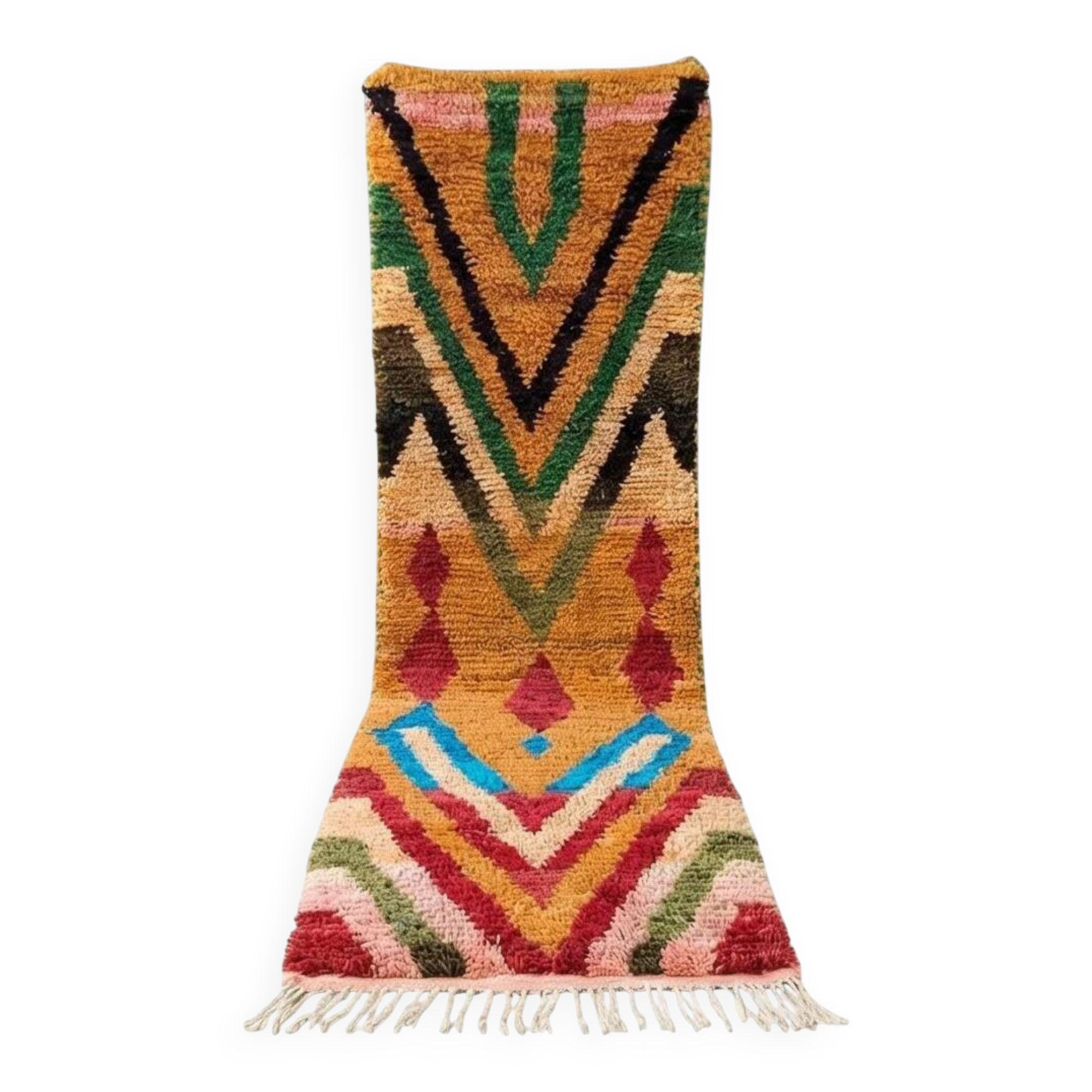 Bright red Berber hallway rug Boujad 75 x 280 cm