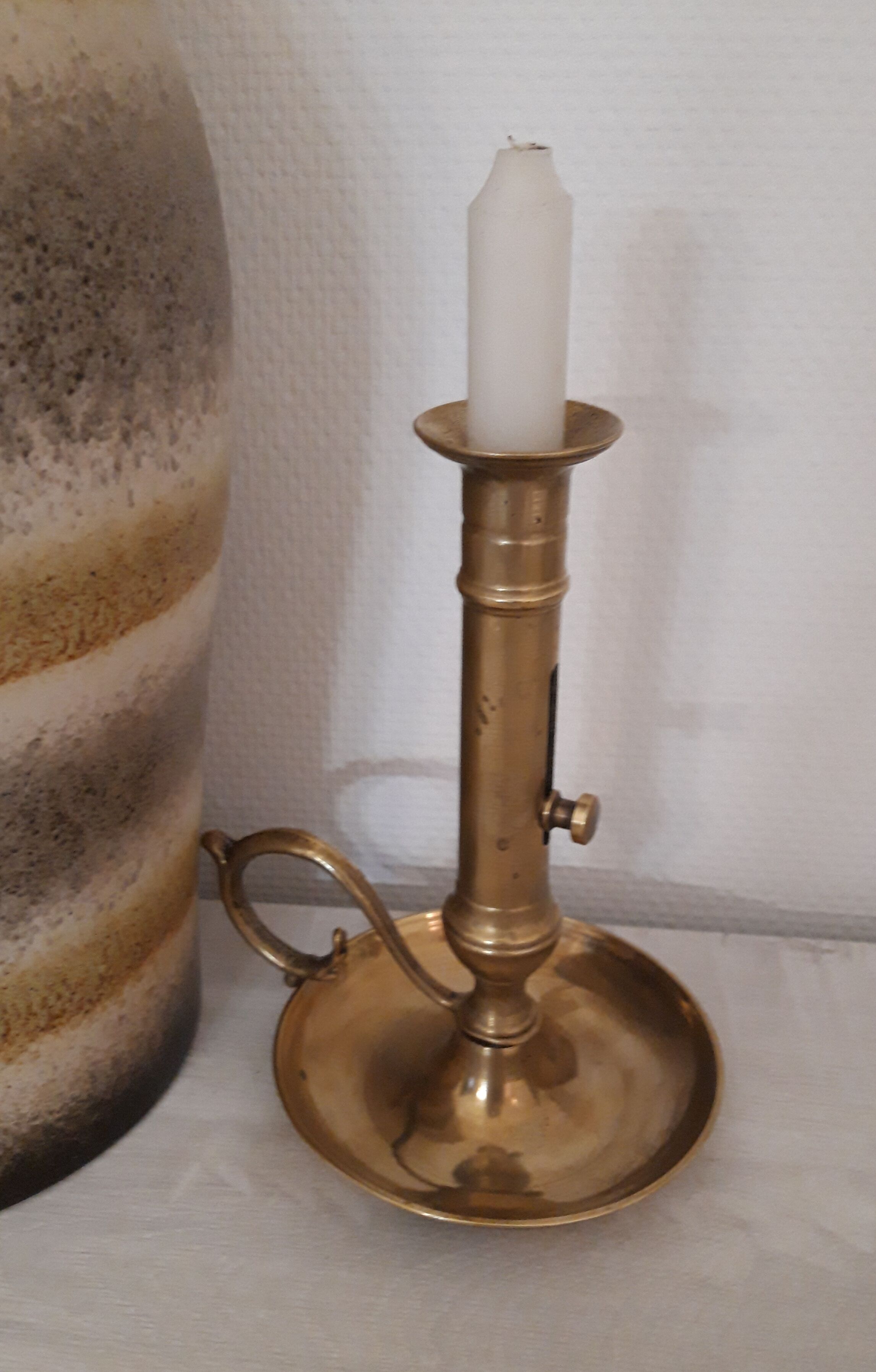 Brass cellar rat bougeoir with pusher