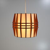 Suspension rhodoïde et bois, cocoon vintage, 1960