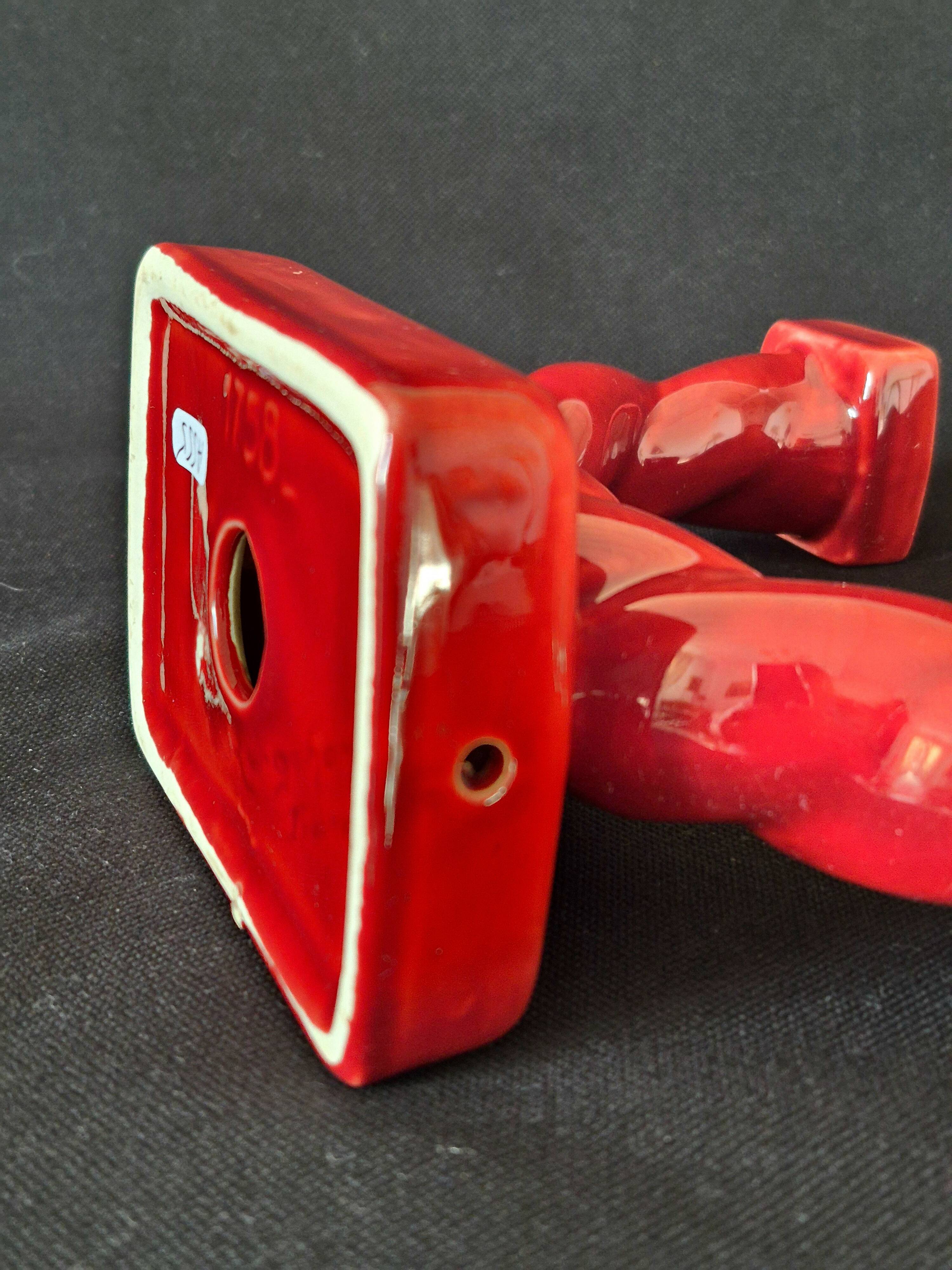 Ceramic chandelier, signed LONGCHAMP, twisted old red