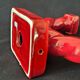 Ceramic chandelier, signed LONGCHAMP, twisted old red