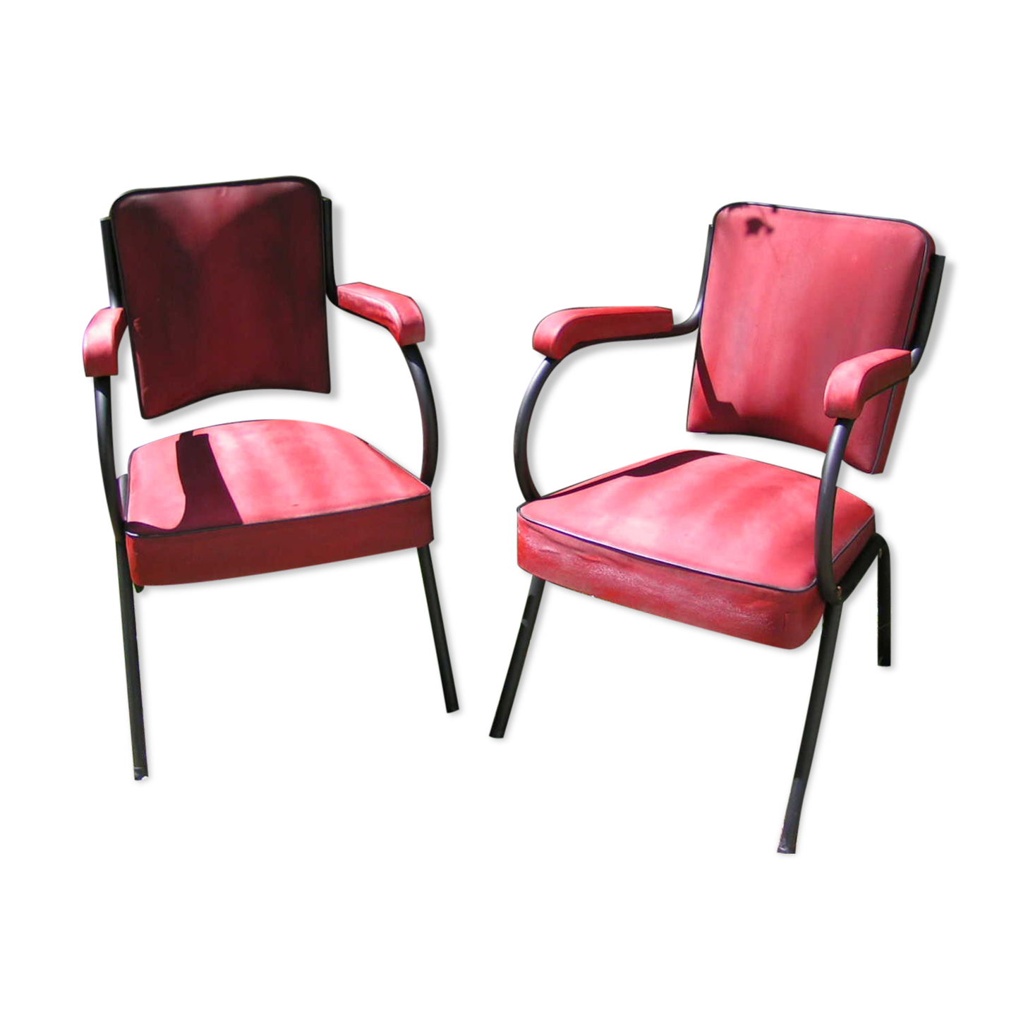 Chaises en skaï rouge années 60
