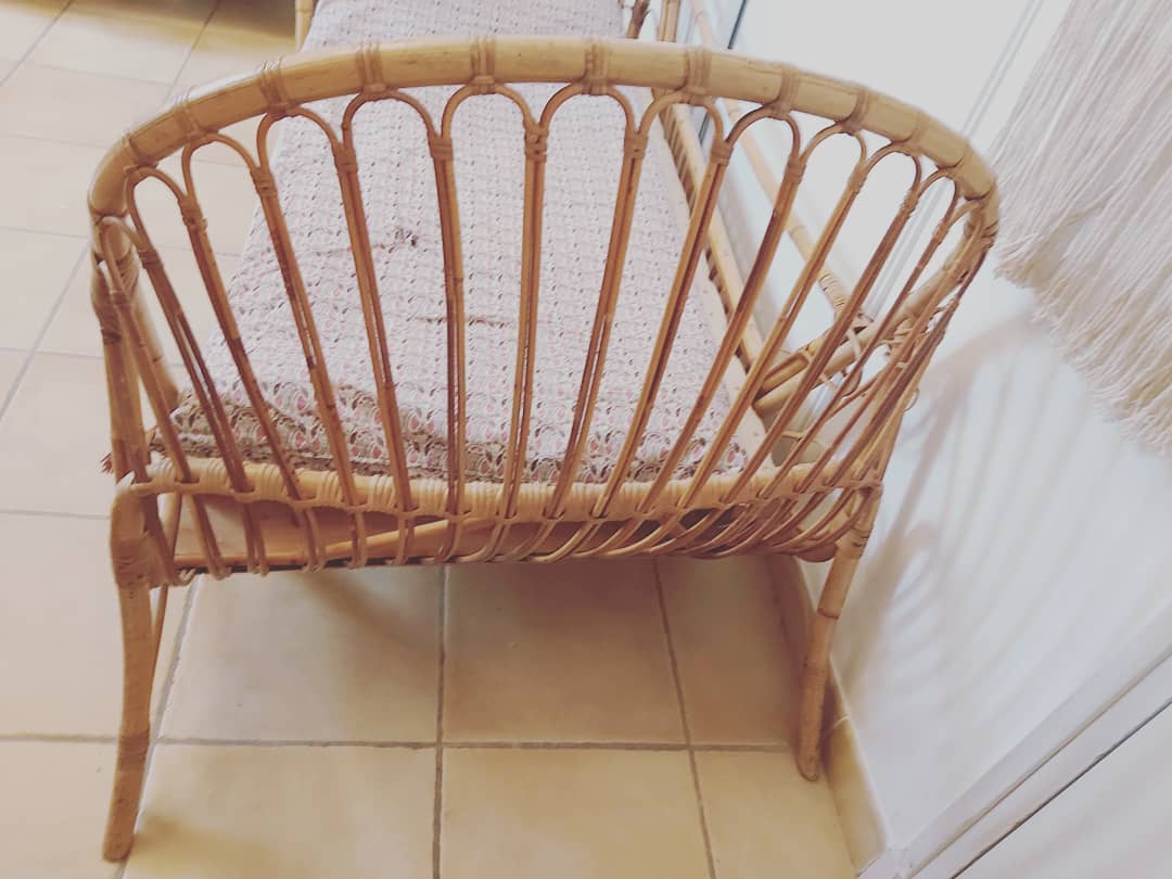 Daybed for child in vintage rattan