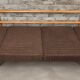 1960s light wood and brown ribbed fabric convertible daybed canapé
