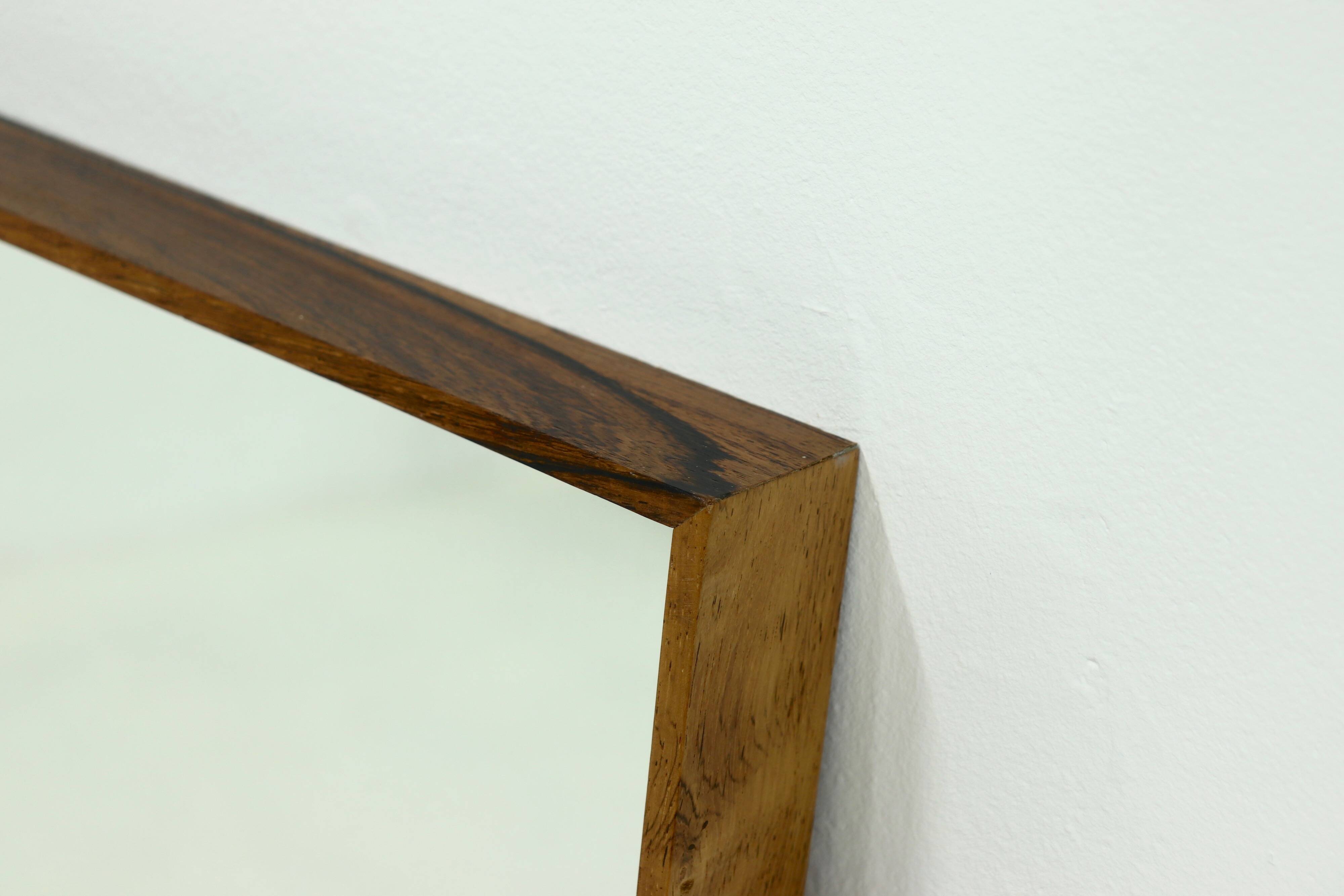 Large Scandinavian Rectangular Rosewood Mirror 1960s