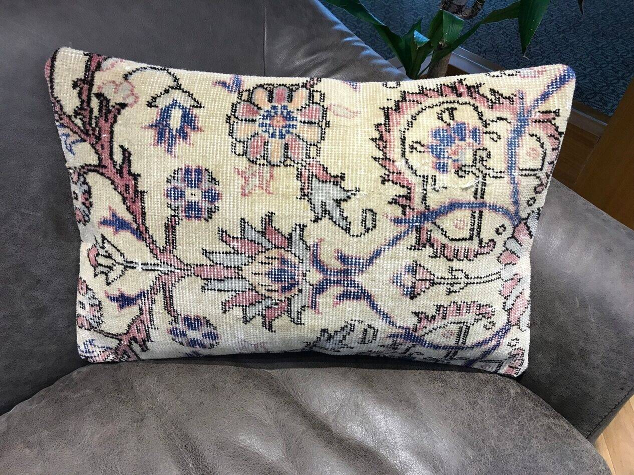 Housse de coussin lombaire en tapis décoloré 40x60 cm