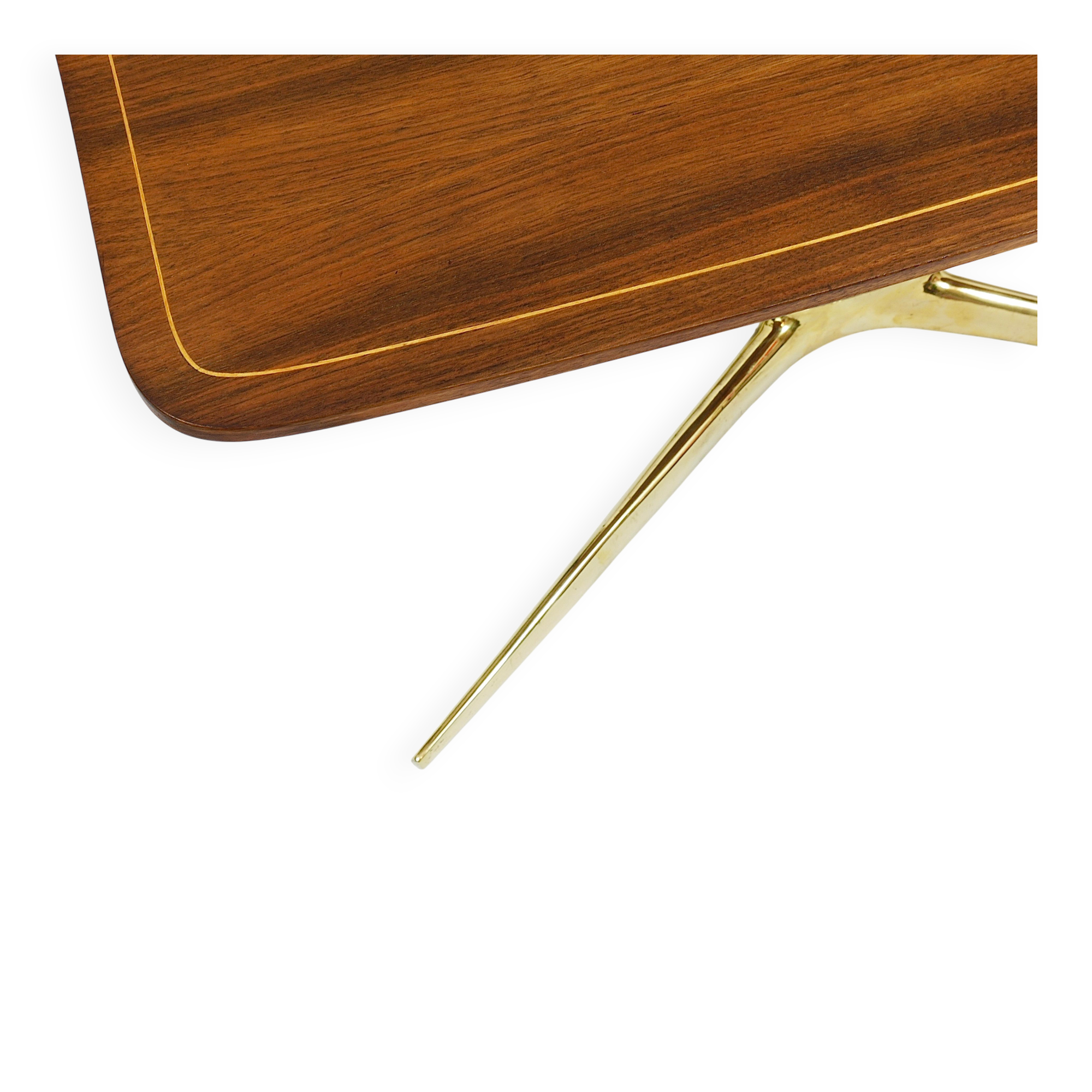 Oswald Haerdtl x Hagenauer Vienna coffee table in brass and walnut, Austria, 1950s