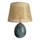 Blue enameled ceramic lamp by Roland Zobel, Les Cyclades workshop