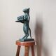 Antique metal cat candlestick
