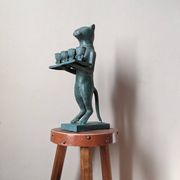 Bougeoir ancien chat en métal