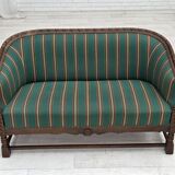 1950s, Danish 2-seater sofa, green furniture wool, oak wood.