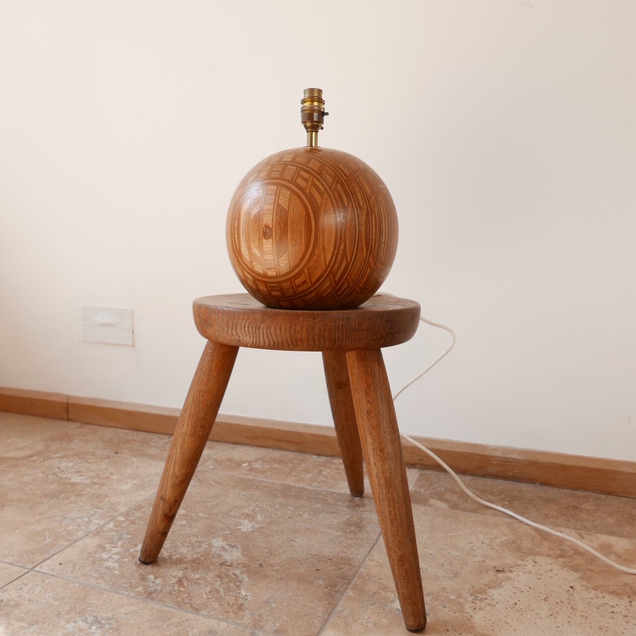 Danish Mid-Century Wooden Globe Table Lamp by Dyrlund