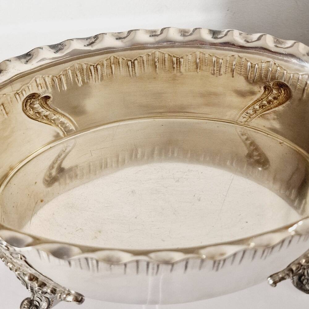 Vintage Wiskemann silver metal planter