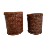 Duo of braided wicker pots