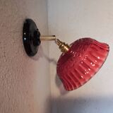 Vintage red glass wall light