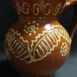 Varnished terracotta jug from Portugal, early 20th century.