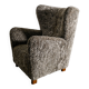Danish Mid Century Armchair by Thorald Madsen in Grey Sheepskin, 1940s