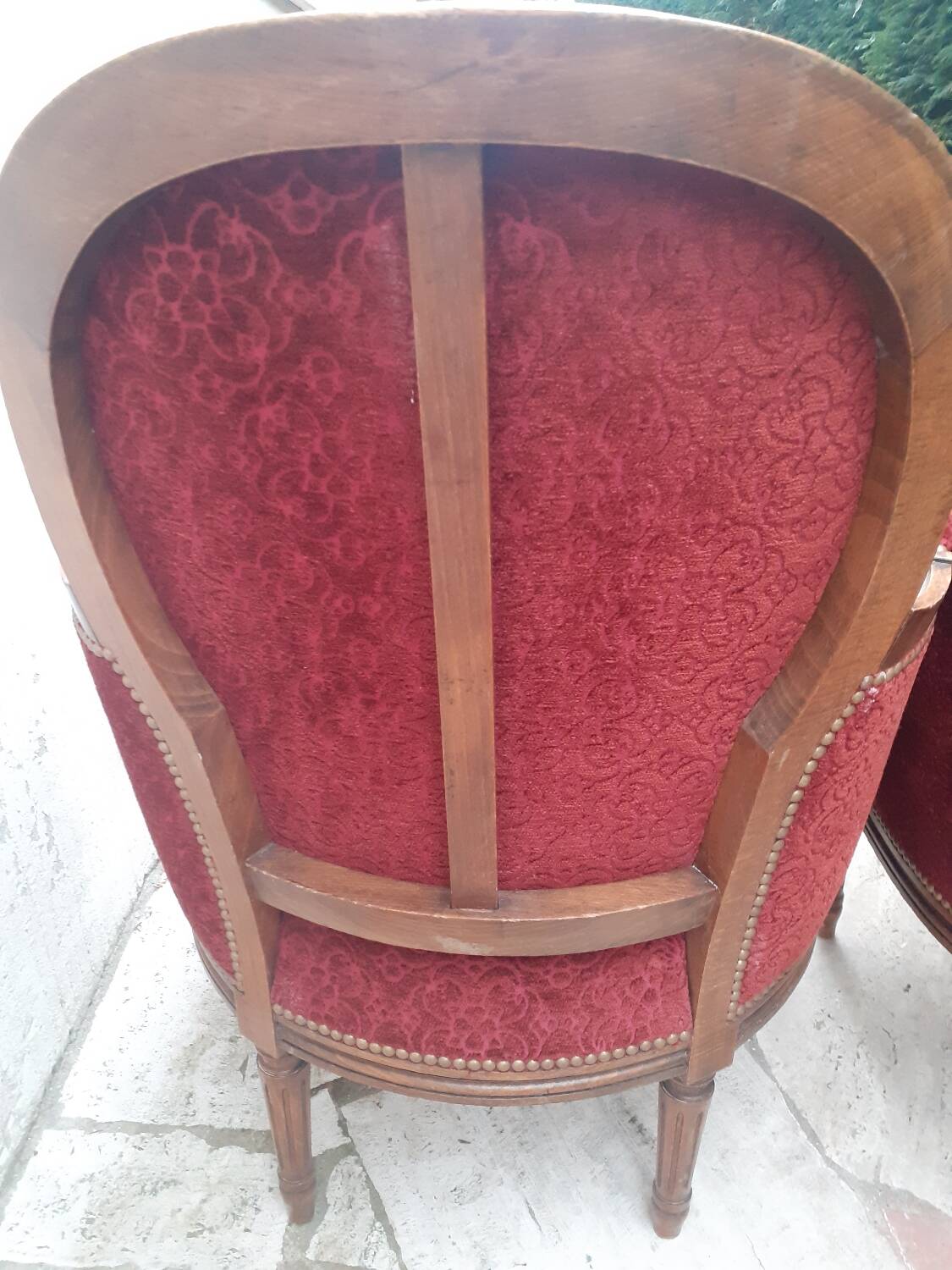 Lot 2 fauteuil voltaire médaillon bergère rouge bois sculpture