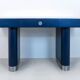 Table bleue vintage de style moderne du milieu du siècle avec plateau en marbre blanc
