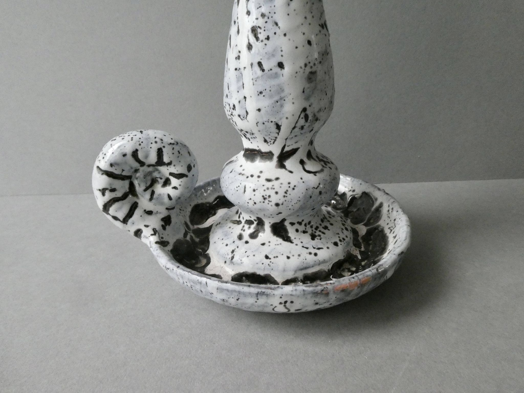 Bougeoir rat de cave en grès émail blanc, années 60-70