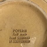 Alsatian decorative hollow dish, handmade pottery, Henri Siegfried, vintage