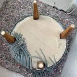 Blue toad armchair and its footrest