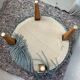Blue toad armchair and its footrest