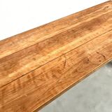 Grande table de ferme brutaliste en hêtre