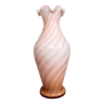 Vase tourbillon en verre de Murano rose et blanc, années 70