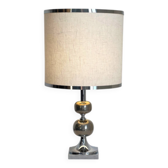 Philippe Barbier style table lamp – Recovered lampshade in steel and linen