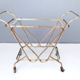 Brass Serving Cart with Glass Shelves, Italy