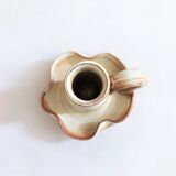 Handmade candle holder in vintage stoneware