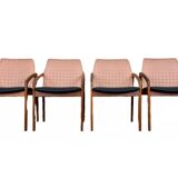 Teak dining chairs model 23 by Henning Kjaernulf for Korup Stolefabric