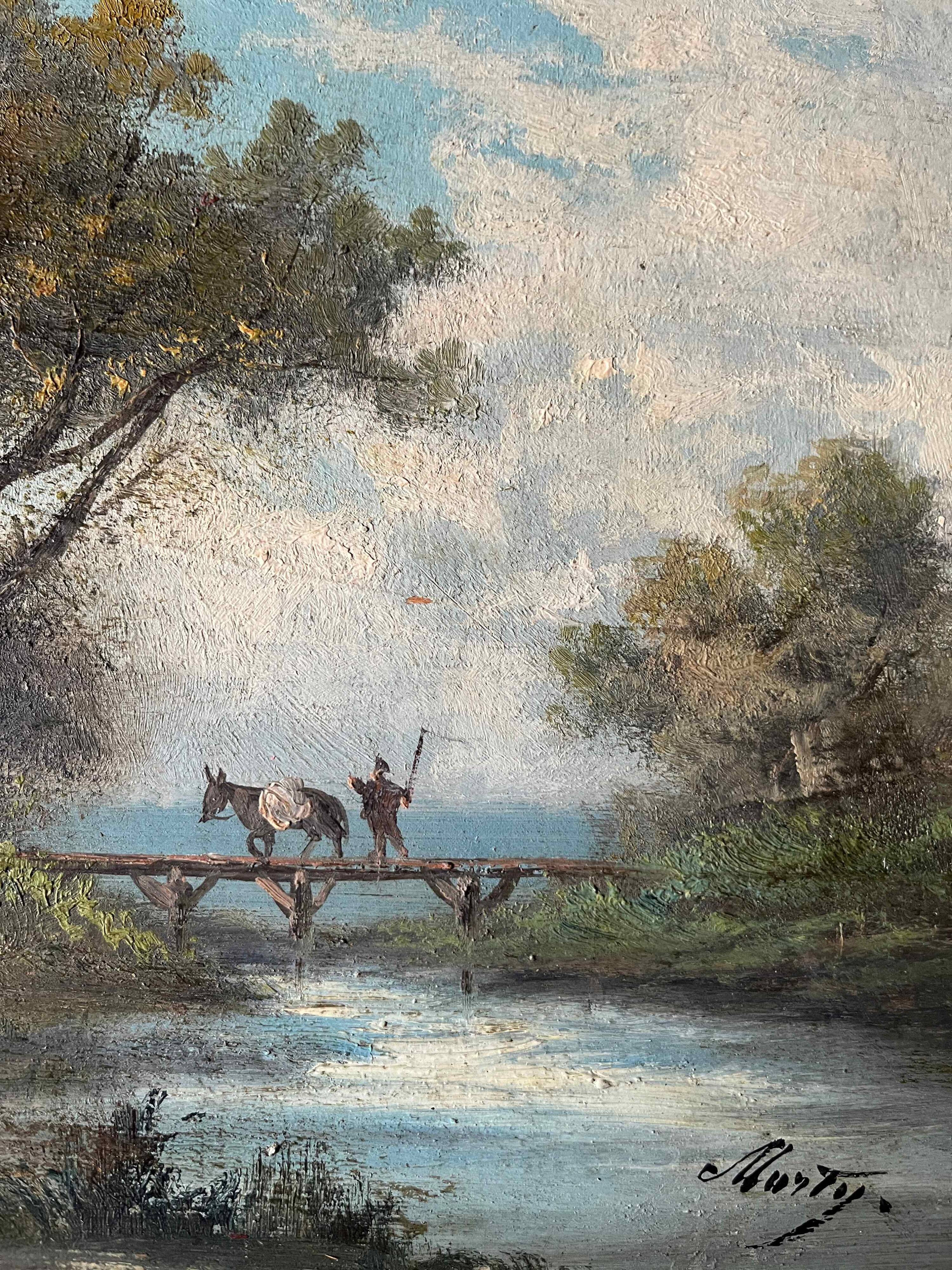 Paintings Pendant HSP "Barbizon Landscapes" signed Marty XIX°