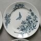 6 assiettes plates Badonviller, papillons et fleurs, 1900