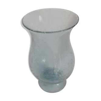 Blue Biot glass vase. Shower foot.