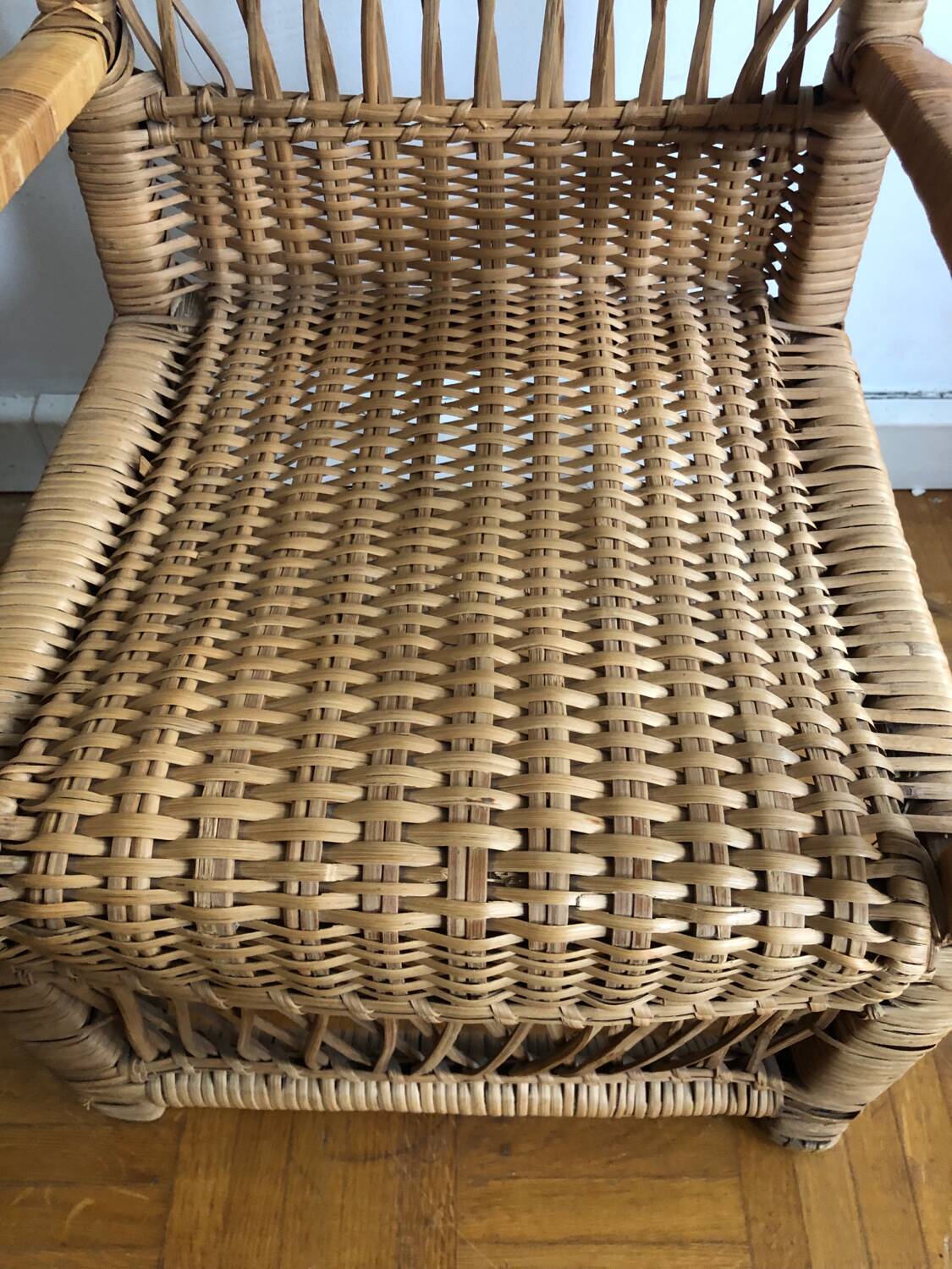 Vintage rattan children's armchair