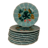 Series of 9 dessert plates in Majolica slip Faience of Sarreguemines
