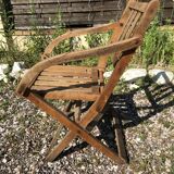 Fauteuil pliant en bois assise vintage