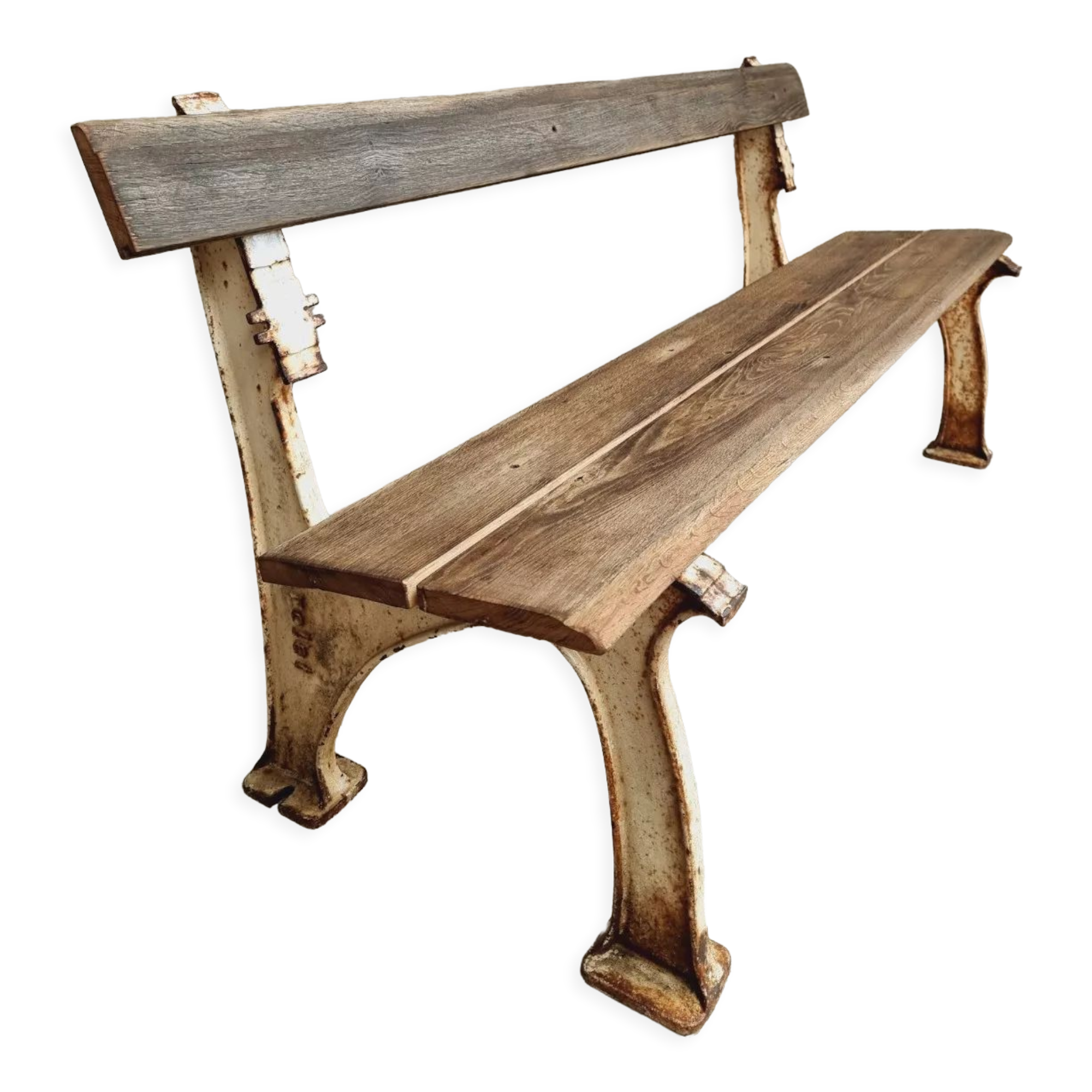 Old garden bench park bench oak with cast iron 160 cm
