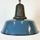 Industrial Blue Enamel Factory Lamp with Cast Iron Top, 1960s