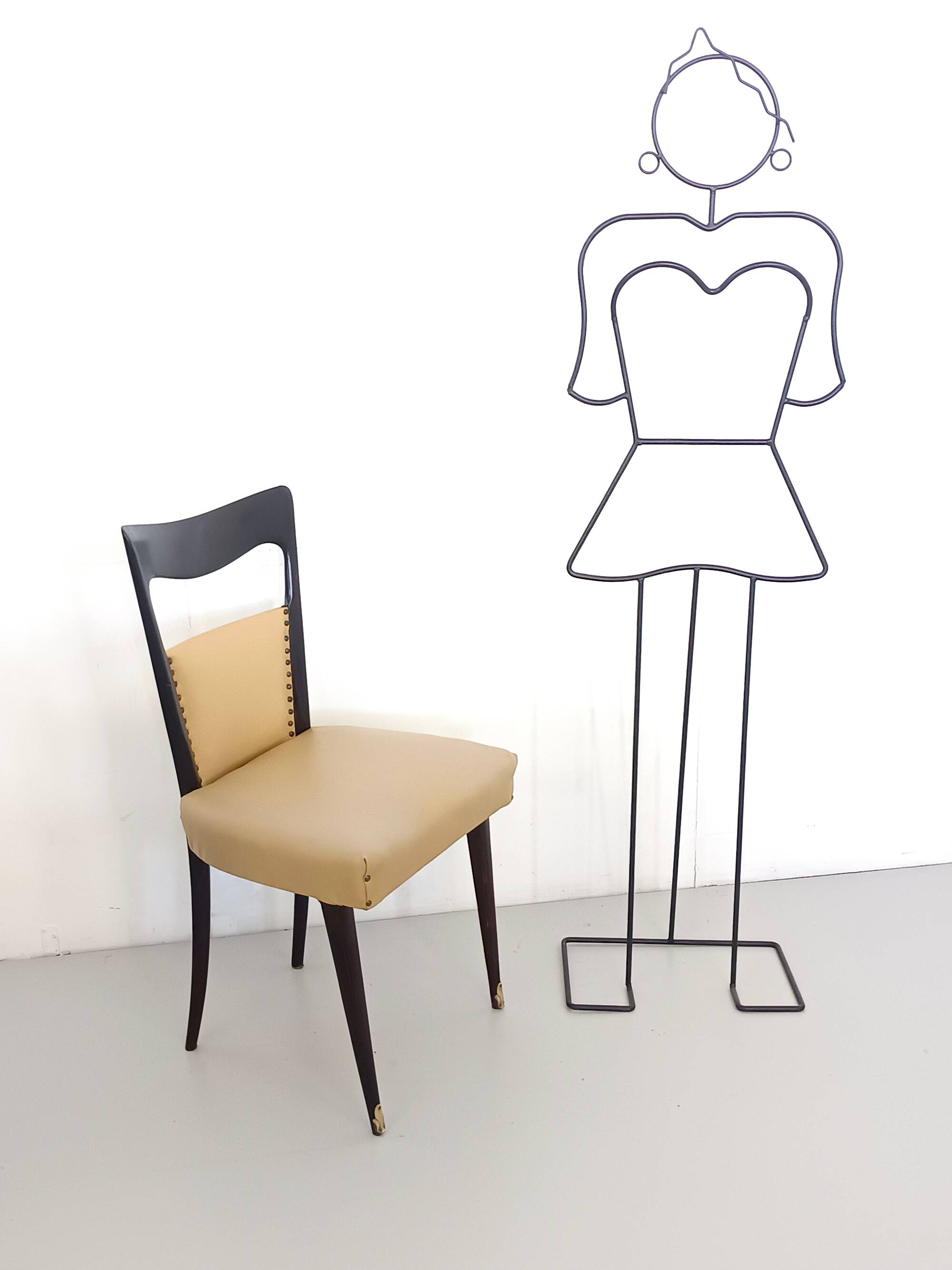 Set of Six Beige Skai Dining Chairs Ascr. to Melchiorre Bega, Italy